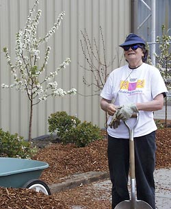 Woman with shovel